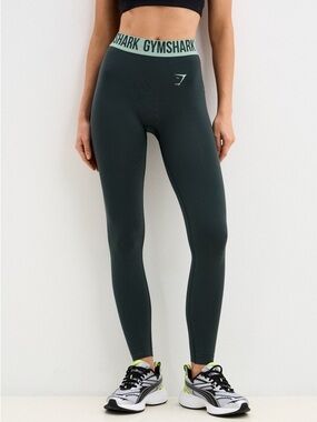 Gymshark Green Leggings with Branded Waistband